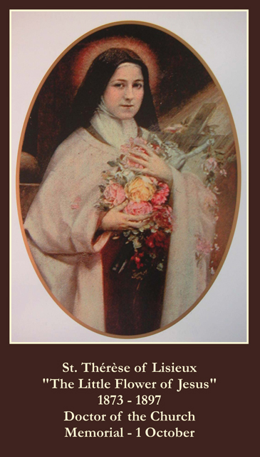Oct 1st: St. Therese Novena Prayer Card